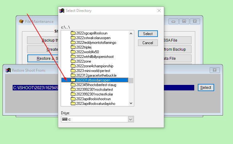 Shoot Folders in Previous Data Directory